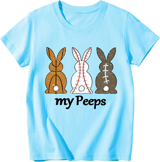 Boys Girls Easter Shirts Bunny Tshirt Short Sleeve Cotton Top Funny Rabbit Graphic Tshirts 3-12 Years