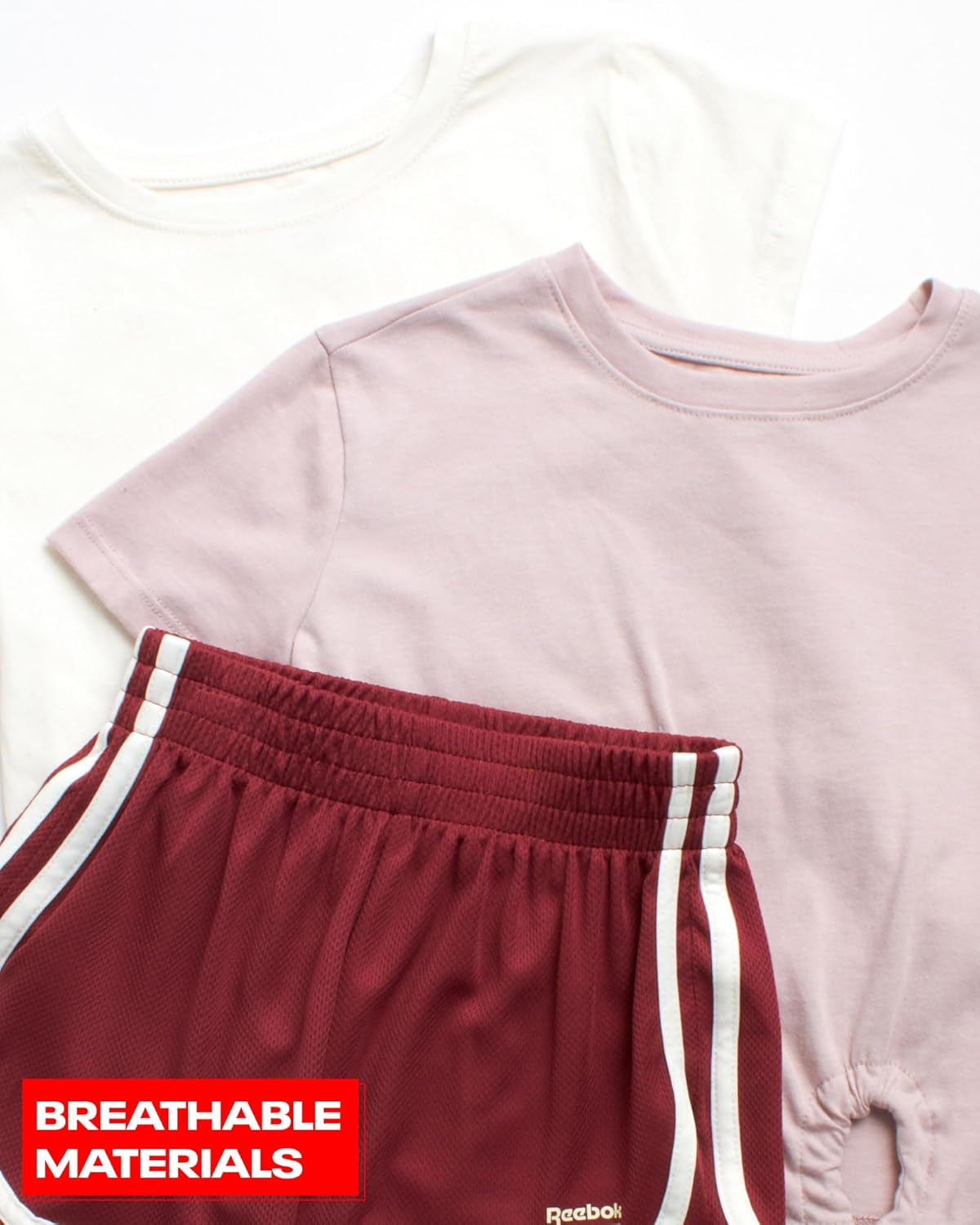 Girls' Active Shorts Set - 3 Piece Short Sleeve T-Shirt and Mesh Dolphin Gym Shorts - Athleisure Set for Girls (7-12)