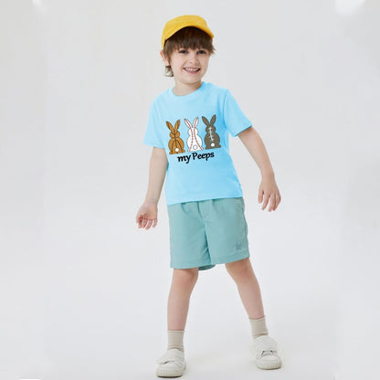 Boys Girls Easter Shirts Bunny Tshirt Short Sleeve Cotton Top Funny Rabbit Graphic Tshirts 3-12 Years