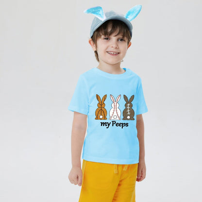 Boys Girls Easter Shirts Bunny Tshirt Short Sleeve Cotton Top Funny Rabbit Graphic Tshirts 3-12 Years