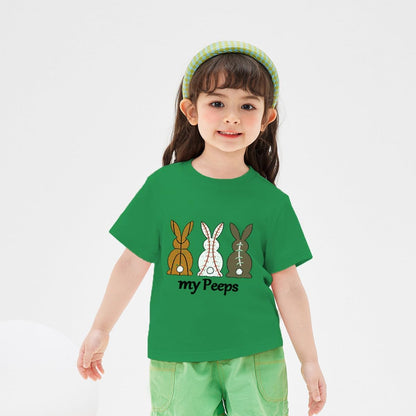 Boys Girls Easter Shirts Bunny Tshirt Short Sleeve Cotton Top Funny Rabbit Graphic Tshirts 3-12 Years