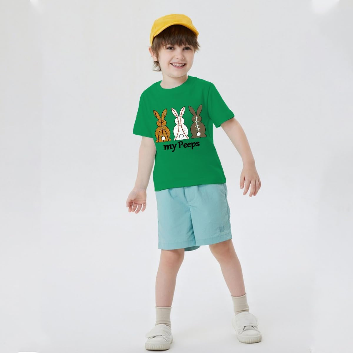 Boys Girls Easter Shirts Bunny Tshirt Short Sleeve Cotton Top Funny Rabbit Graphic Tshirts 3-12 Years