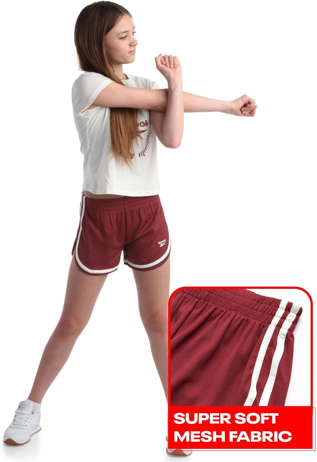 Girls' Active Shorts Set - 3 Piece Short Sleeve T-Shirt and Mesh Dolphin Gym Shorts - Athleisure Set for Girls (7-12)