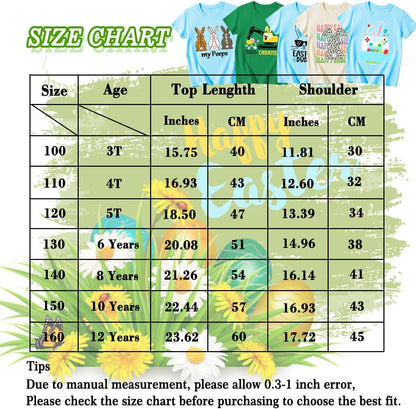 Boys Girls Easter Shirts Bunny Tshirt Short Sleeve Cotton Top Funny Rabbit Graphic Tshirts 3-12 Years